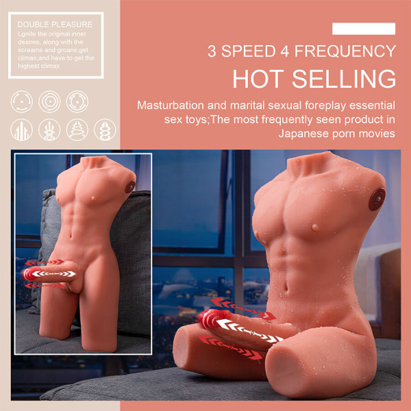 XISE Jason Demi-Corps Torse Homme 55 cm - Réaliste, Poussées & Vibrations - Livraison Discrète