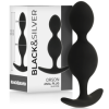 BLACK&SILVER - PLUG ORSON SILICONE 2 ONDES ANAL 9 CM BLACK&SILVER
