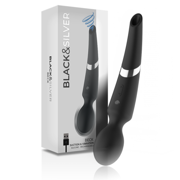 BLACK&SILVER - BECK WAND ET ONDES STIMULANTES EN SILICONE 2 EN 1 BLACK&SILVER