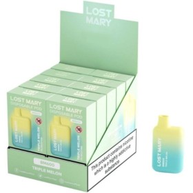 LOST MARY - (PACK PROFESSIONNEL EXPOSANT -10 UNITÉS) BM600 NICOTINE VAPER 2% JETABLE TRIPLE MELON LOST MARY