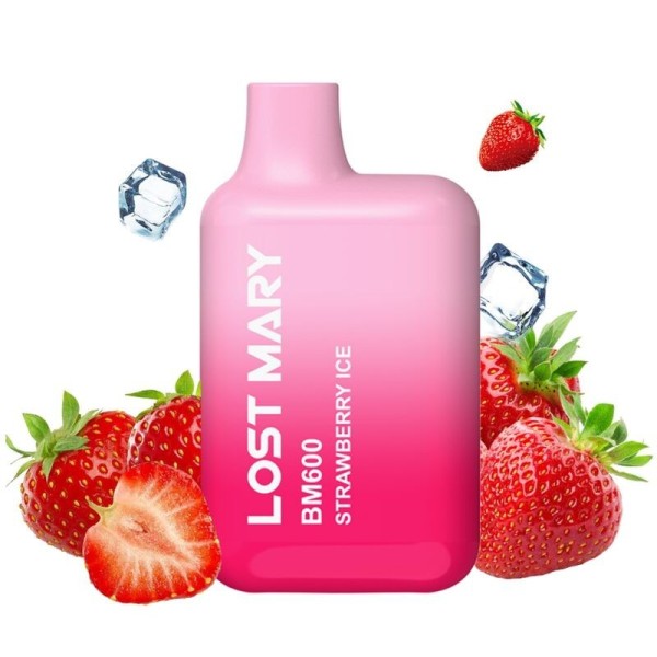 LOST MARY - (PACK PROFESSIONNEL EXPOSANT -10 UNITÉS) BM600 NICOTINE VAPER 2% JETABLE FRAISE GLACE LOST MARY