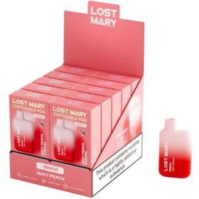 LOST MARY - (PACK PROFESSIONNEL EXPOSANT -10 UNITÉS) BM600 NICOTINE VAPER 2% JETABLE JUICY PEACH LOST MARY