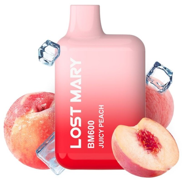 LOST MARY - (PACK PROFESSIONNEL EXPOSANT -10 UNITÉS) BM600 NICOTINE VAPER 2% JETABLE JUICY PEACH LOST MARY