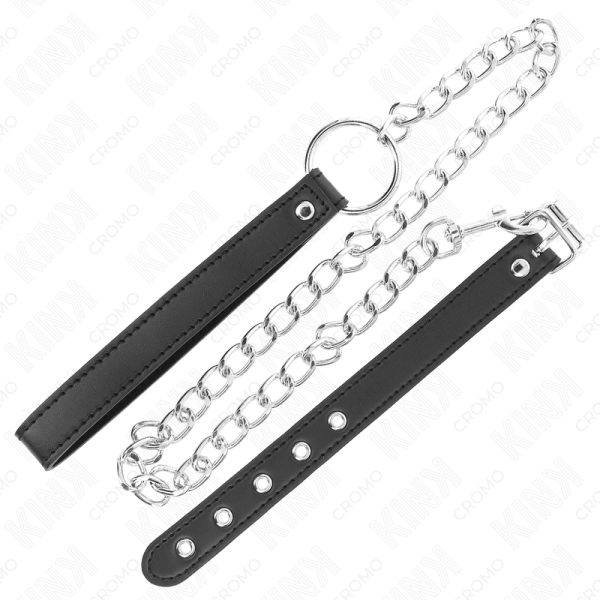 KINK - ANNEAU PÉNIS EN CUIR 21,5 X 2 CM AVEC CHAÎNE EN MÉTAL DE 60 CM ET SANGLE EN CUIR KINK RING POWER