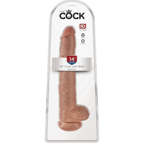 KING COCK PÉNIS RÉALISTE AVEC TESTICULES 35,6 CM KING COCK