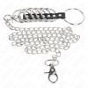 KINK - 7 ANNEAUX PÉNIS EN MÉTAL DE 3,8 CM À 5 CM CONNECTÉS AVEC DU CUIR ET UNE CHAÎNE EN MÉTAL 100 CM KINK RING POWER
