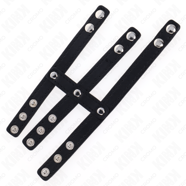 KINK - ANNEAU PÉNIS EN CUIR TRIPLE AVEC FERMETURE À PRESSION KINK RING POWER