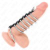 KINK - 7 ANNEAUX PÉNIS EN MÉTAL DE 3,2 CM À 5 CM CONNECTÉS PAR DU CUIR KINK RING POWER