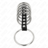 KINK - 7 ANNEAUX PÉNIS EN MÉTAL DE 3,2 CM À 5 CM CONNECTÉS PAR DU CUIR KINK RING POWER