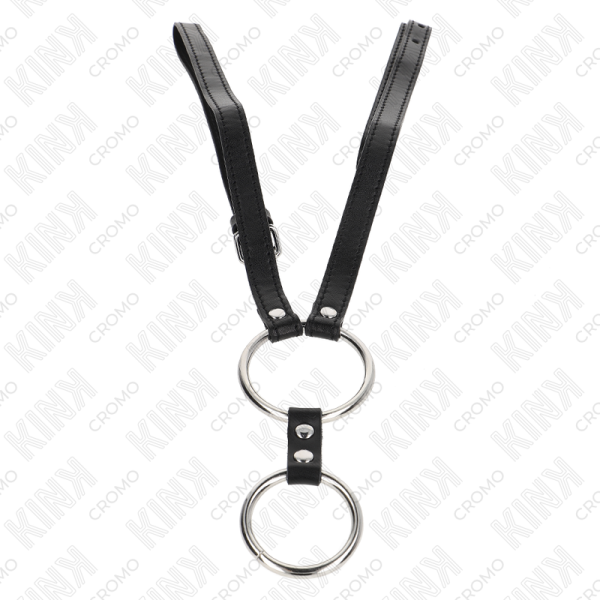KINK - DOUBLE ANNEAU PÉNIS EN MÉTAL 3,8 CM À 5 CM AVEC CEINTURE EN CUIR 112 CM KINK RING POWER