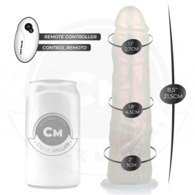COCK MILLER - DILDO COM VENTOSA, LUZES E VIBRAÇÕES COM CONTROLE REMOTO BRANCO 21,5 CM COCK MILLER