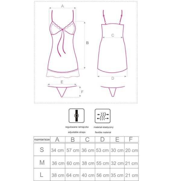 LIVCO CORSETTI FASHION - LUISE 1710 BABYDOLL + STRING NOIR XL LIVCO CORSETTI SETS