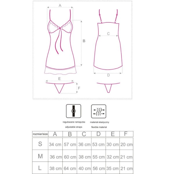 LIVCO CORSETTI FASHION - BABYDOLL HYEONA 1710 + THONG ROSE XL LIVCO CORSETTI SETS