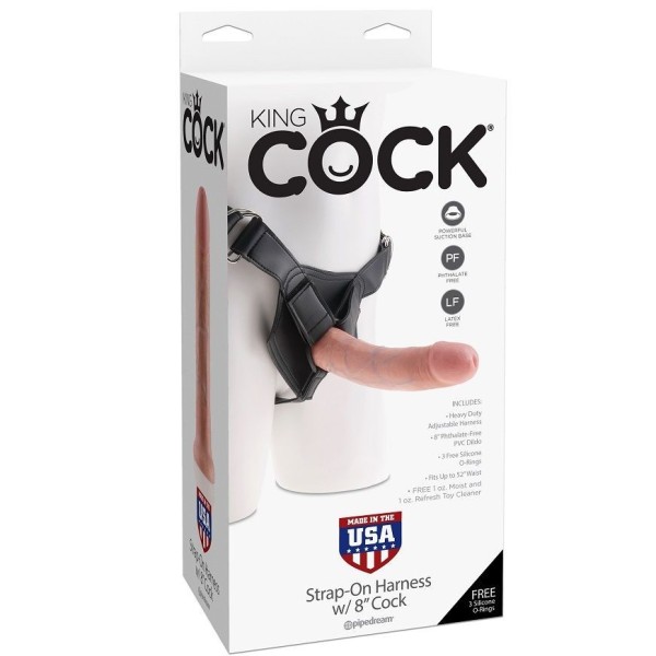 ARNÊS KING COCK COM PÊNIS NATURAL REALISTA 8 CM KING COCK
