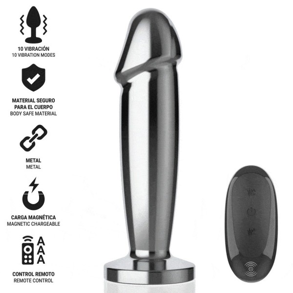 INTENSE - PLUG ANAL 10 VIBRATIONS GODE MÉTALLIQUE AVEC TÉLÉCOMMANDE M INTENSE ANAL TOYS