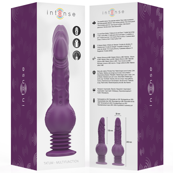 INTENSE - VIBRATEUR MULTIFONCTION TATUM AVEC VIBRATION DE HAUT EN BAS 24 CM VIOLET INTENSE FUN