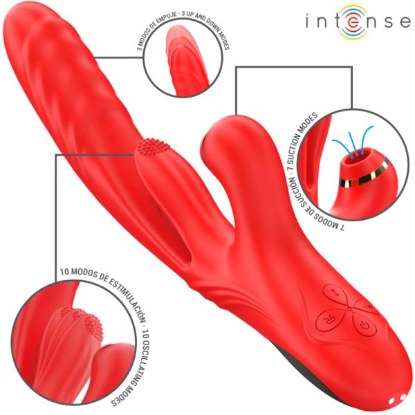 INTENSE - KAROL VIBRATEUR MULTIFONCTION POUSSÉE & STIMULATION & ONDES STIMULANTES ROUGE INTENSE FUN