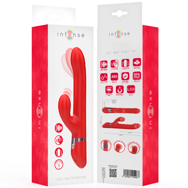 INTENSO - VIBRADOR LELE MULTIFUNÇÃO ROTATIVO E OSCILANTE E ESTIMULANTE VERMELHO INTENSO DIVERSÃO