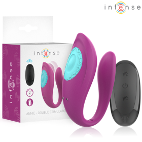 INTENSE - ANNIE VIBRATEUR ET STIMULATEUR EN U VIOLET TÉLÉCOMMANDE INTENSE COUPLES TOYS