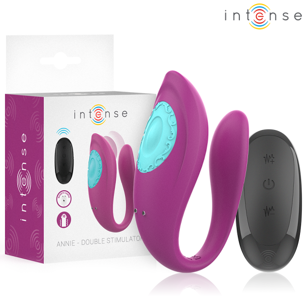 INTENSE - ANNIE VIBRATEUR ET STIMULATEUR EN U VIOLET TÉLÉCOMMANDE INTENSE COUPLES TOYS
