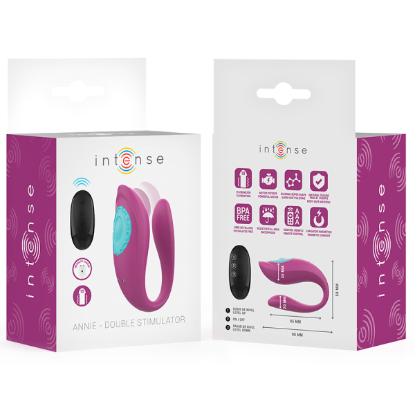 INTENSE - ANNIE VIBRATEUR ET STIMULATEUR EN U VIOLET TÉLÉCOMMANDE INTENSE COUPLES TOYS