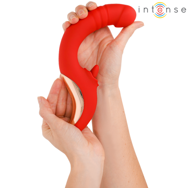 INTENSE - VIBRADOR E ESTIMULADOR PAULINA EM FORMA DE U VERMELHO INTENSE FUN