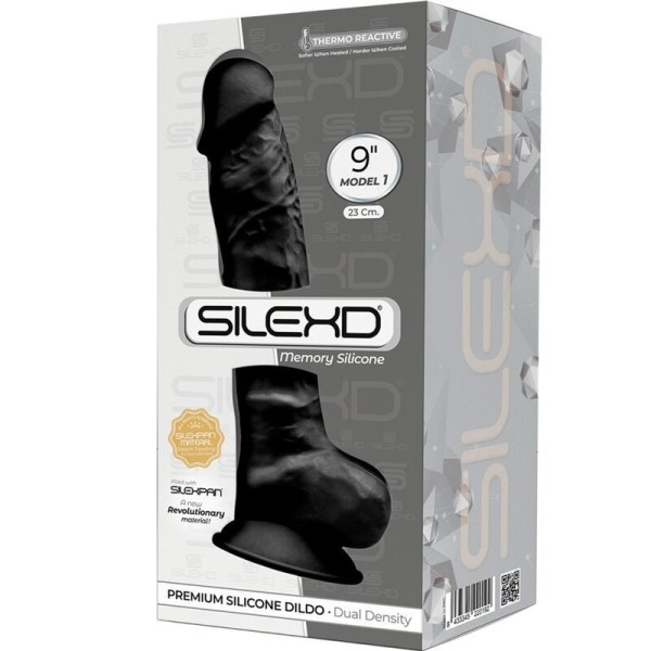 SILEXD - MODÈLE 1 PÉNIS RÉALISTE PREMIUM SILEXPAN SILICONE NOIR 23 CM SILEXD