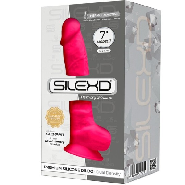 SILEXD - MODÈLE 1 PÉNIS RÉALISTE PREMIUM SILEXPAN SILICONE FUCHSIA 17.5 CM SILEXD