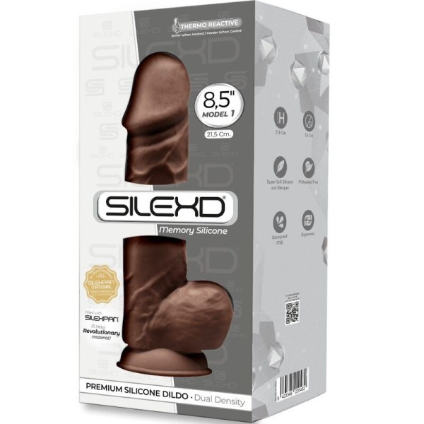 SILEXD - MODÈLE 1 PÉNIS RÉALISTE PREMIUM SILEXPAN SILICONE MARRON 21.5 CM SILEXD