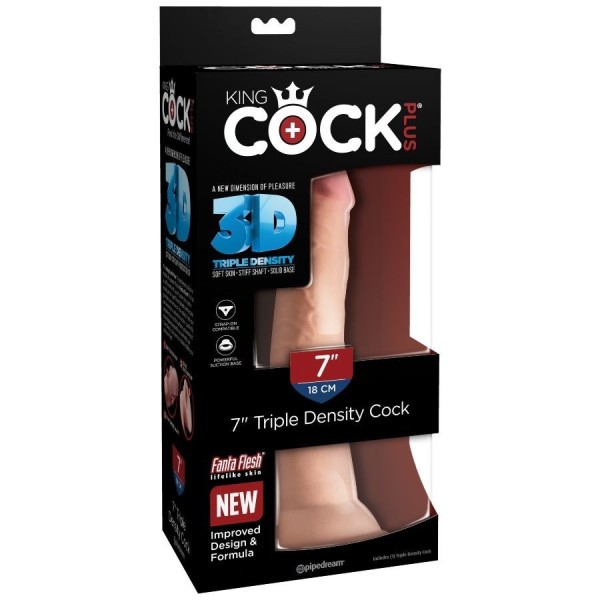 KING COCK - DILDO TRIPLE DENSIDAD 18 CM KING COCK PLUS - Penes re