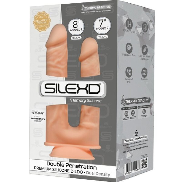 SILEXD - MODÈLE 1 PÉNIS RÉALISTE DOBLE PENETRACION PREMIUM SILEXPAN SILICONE 17.5 / 19.5 CM SILEXD
