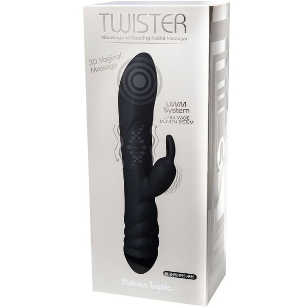 ADRIEN LASTIC - VIBRATEUR TWISTER ET MASSEUR ROTATEUR LAPIN NOIR ADRIEN LASTIC
