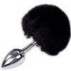 ALIVE - PLUG DE PLACER ANAL LISO METALICO NEGRO FLUFFY TALLA L AL