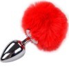 ALIVE - PLUG DE PLAISIR ANAL LISSE MÉTAL FLUFFY ROUGE TAILLE S ALIVE