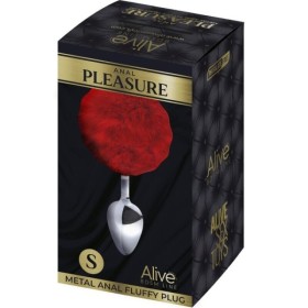 ALIVE - PLUG DE PLACER ANAL DE METAL LISO ROJO FLUFFY TALLA S ALI