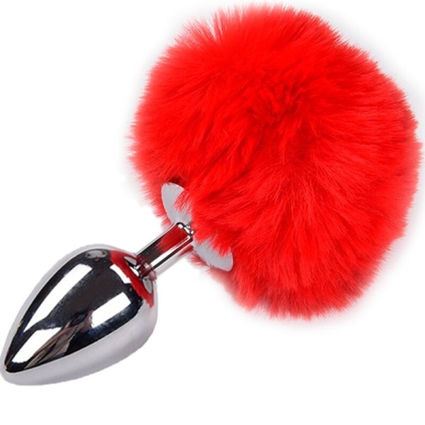 ALIVE - PLUG DE PLACER ANAL DE METAL LISO ROJO FLUFFY TALLA L ALI