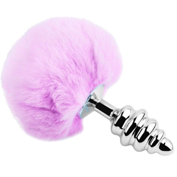 ALIVE - PLUG DE PLAISIR ANAL SPIRAL MÉTAL FLUFFY VIOLET TAILLE S ALIVE
