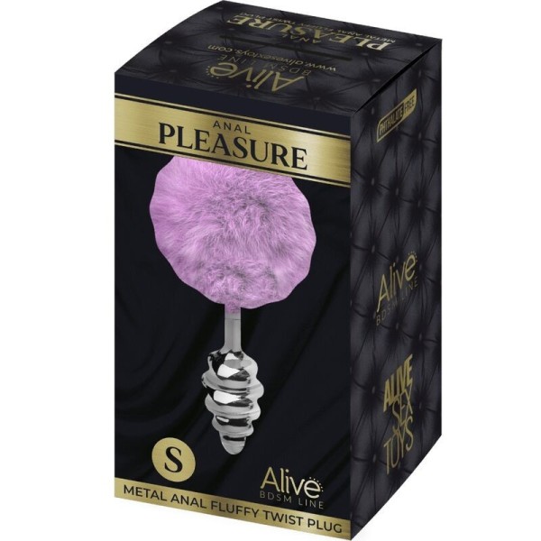 ALIVE - PLUG DE PLAISIR ANAL SPIRAL MÉTAL FLUFFY VIOLET TAILLE S ALIVE