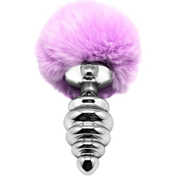 ALIVE - PLUG DE PLACER ANAL ESPIRAL METAL FLUFFY MORADO TALLA M A