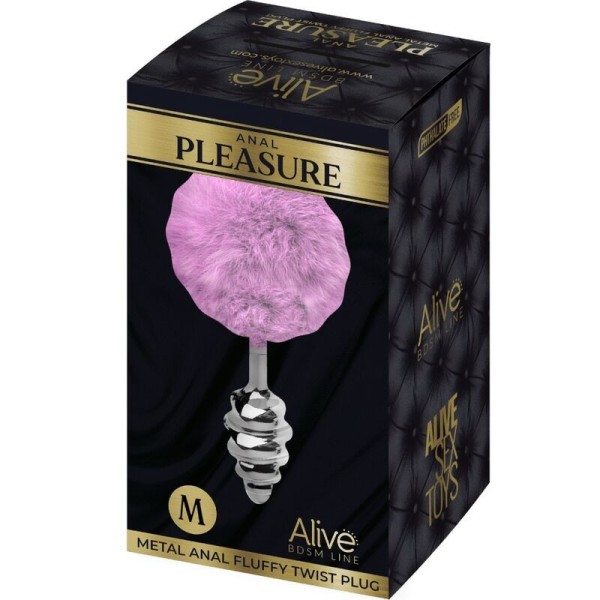 ALIVE - PLUG DE PLAISIR ANAL SPIRAL MÉTAL FLUFFY VIOLET TAILLE M ALIVE