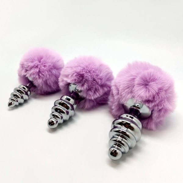 ALIVE - PLUG DE PLAISIR ANAL SPIRAL METAL FLUFFY VIOLET TAILLE L ALIVE