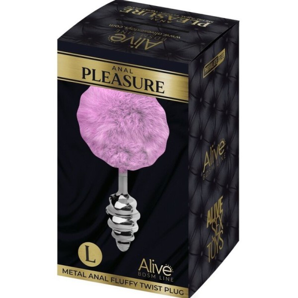 ALIVE - PLUG DE PLAISIR ANAL SPIRAL METAL FLUFFY VIOLET TAILLE L ALIVE