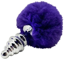 ALIVE - PLUG DE PLAISIR ANAL SPIRAL METAL FLUFFY VIOLET FONCÉ TAILLE S ALIVE