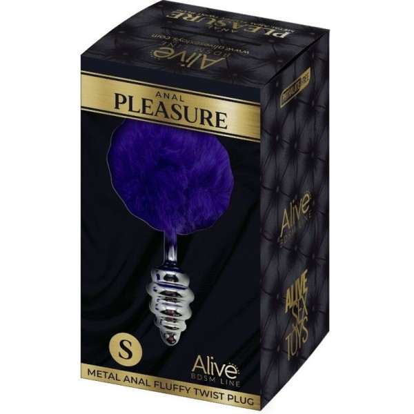 ALIVE - PLUG DE PLAISIR ANAL SPIRAL METAL FLUFFY VIOLET FONCÉ TAILLE S ALIVE