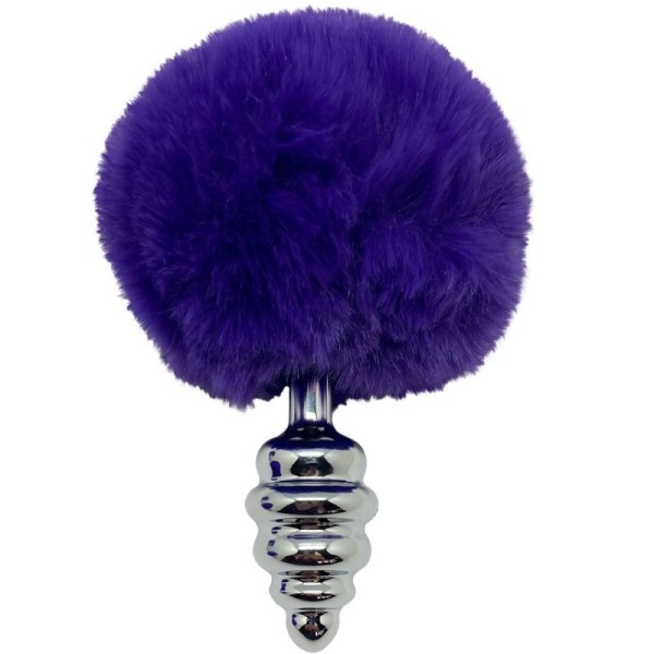 ALIVE - PLUG DE PLAISIR ANAL SPIRAL METAL FLUFFY VIOLET FONCÉ TAILLE M ALIVE