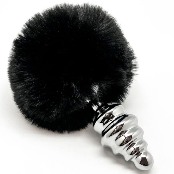 ALIVE - PLUG DE PLACER ANAL ESPIRAL METAL FLUFFY NEGRO TALLA M AL
