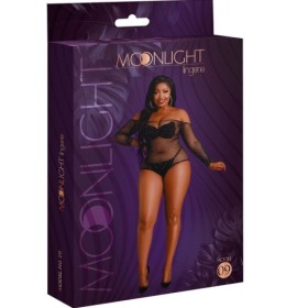 MOONLIGHT - MODÈLE 9 BODY À MANCHES LONGUES NOIR BRILLANT GRANDE TAILLE MOONLIGHT