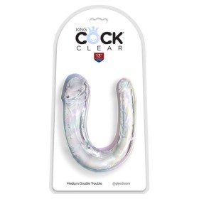 KING COCK - DOUBLE TROUBLE DOUBLE GODE 33 CM TRANSPARENT KING COCK