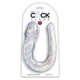 KING COCK - DOUBLE TROUBLE DILDO DOBLE 44 CM TRANSPARENTE KING CO