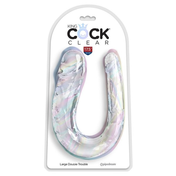 KING COCK - DOUBLE TROUBLE DILDO DOBLE 44 CM TRANSPARENTE KING CO